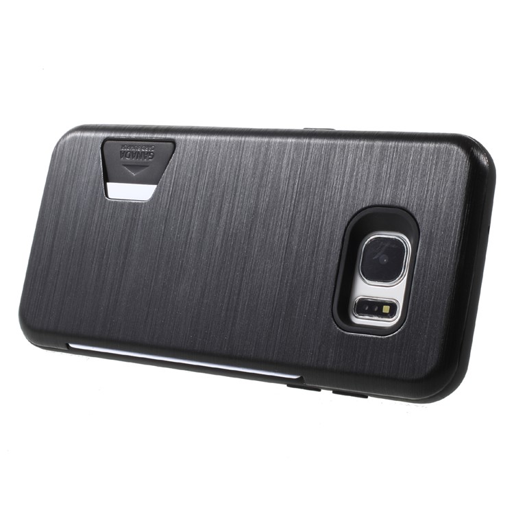 GRANADA Card Bumper Card Slot Brushed PC + TPU Back Cover for Samsung Galaxy S7 edge SM-G935 - Black-3