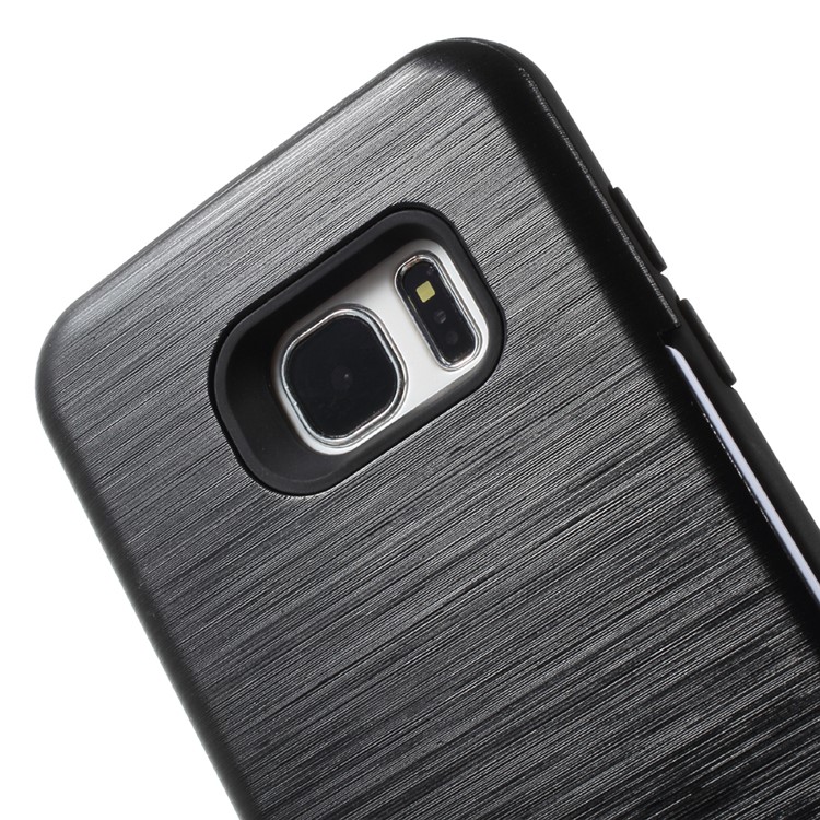GRANADA Card Bumper Card Slot Brushed PC + TPU Back Cover for Samsung Galaxy S7 edge SM-G935 - Black-4