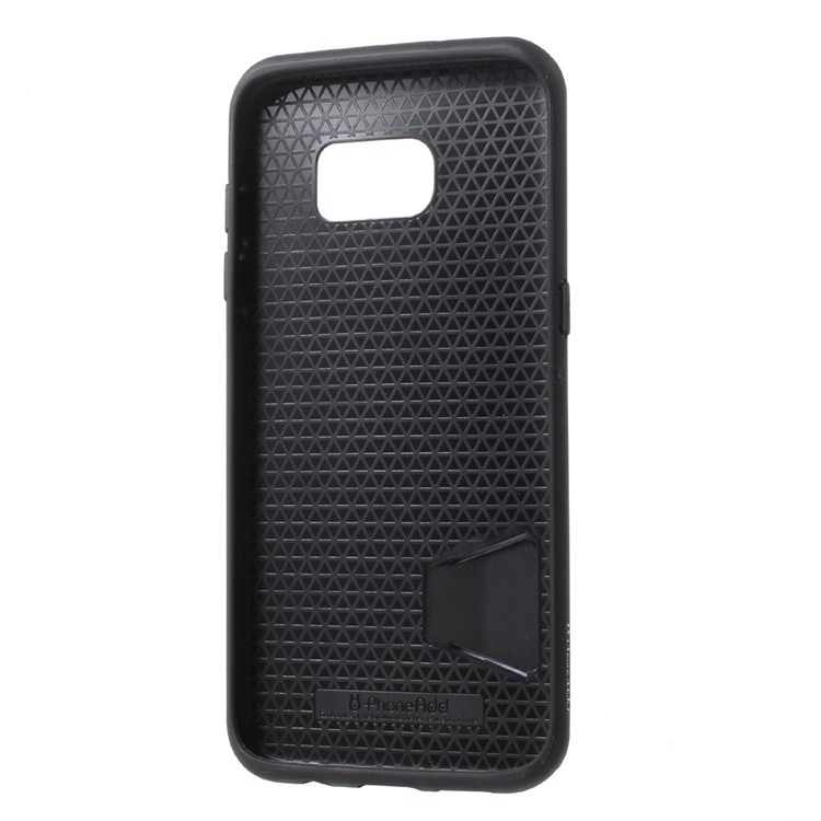 GRANADA Card Bumper Card Slot Brushed PC + TPU Back Cover for Samsung Galaxy S7 edge SM-G935 - Black-7