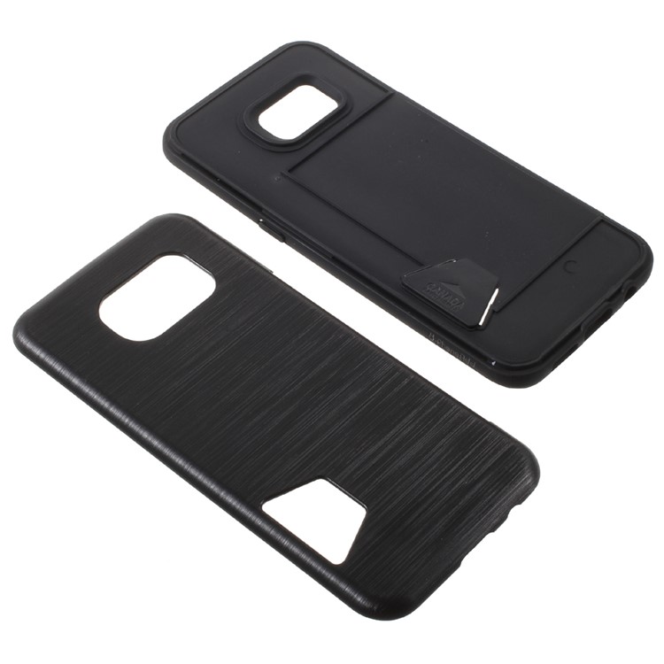 GRANADA Card Bumper Card Slot Brushed PC + TPU Back Cover for Samsung Galaxy S7 edge SM-G935 - Black-8