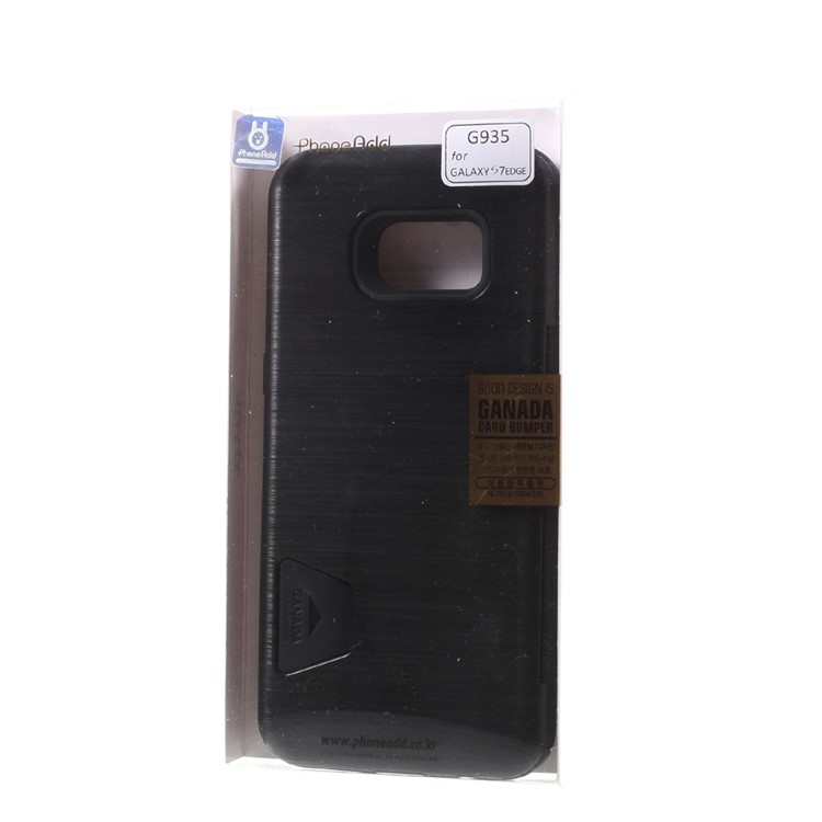 GRANADA Card Bumper Card Slot Brushed PC + TPU Back Cover for Samsung Galaxy S7 edge SM-G935 - Black-9