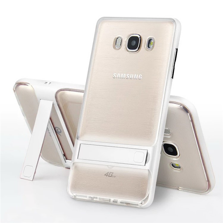 TPU + PC Kickstand Cell Phone Case for Samsung Galaxy J7 (2016) J710 - White-1