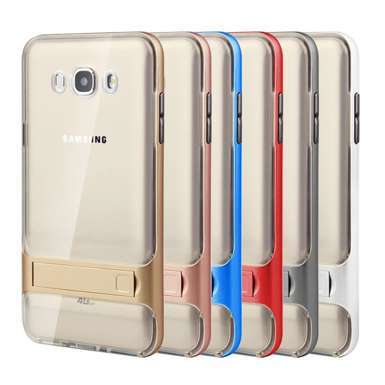 TPU + PC Kickstand Cell Phone Case for Samsung Galaxy J7 (2016) J710 - White-4