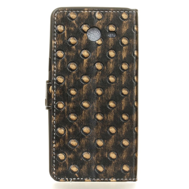 For Samsung Galaxy J5 (2017) Metal Style Imprinted Pattern Leather Wallet Stand Cover - Gold / Bumps-2