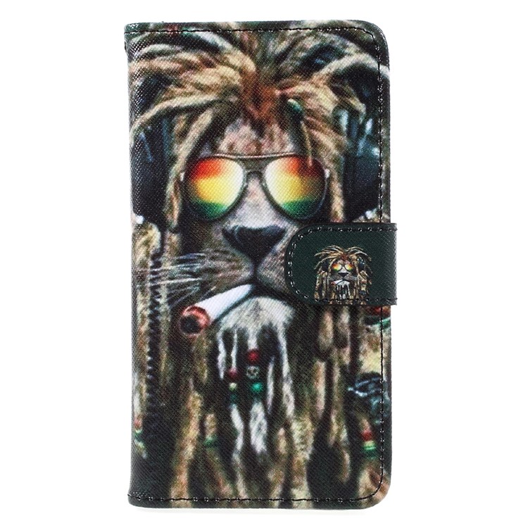 Pattern Printing Wallet Leather Stand Cover for Samsung Galaxy A5 (2017) A520 - Smoking Lion-1