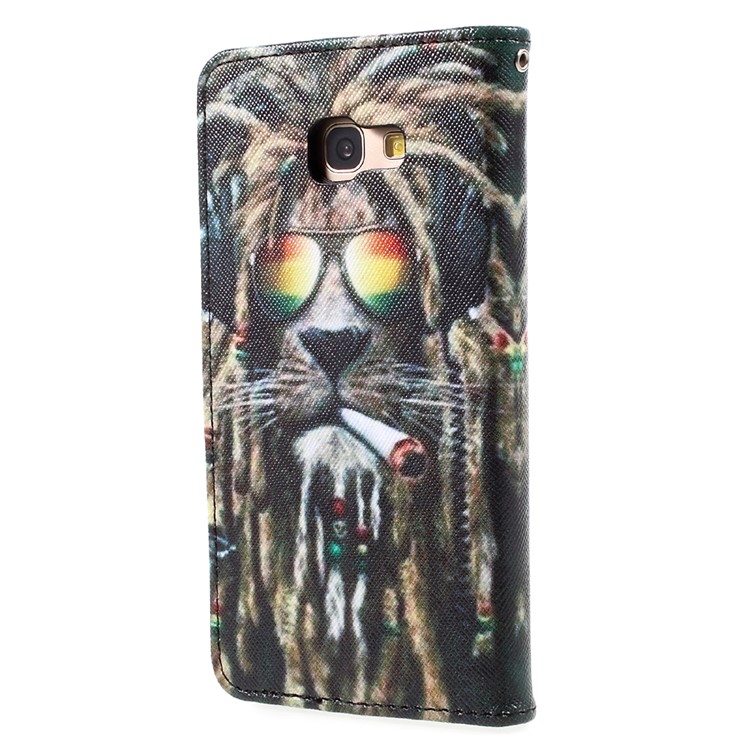 Pattern Printing Wallet Leather Stand Cover for Samsung Galaxy A5 (2017) A520 - Smoking Lion-3