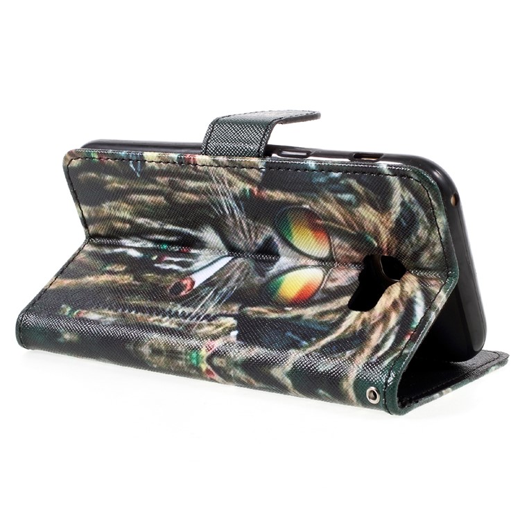 Pattern Printing Wallet Leather Stand Cover for Samsung Galaxy A5 (2017) A520 - Smoking Lion-5