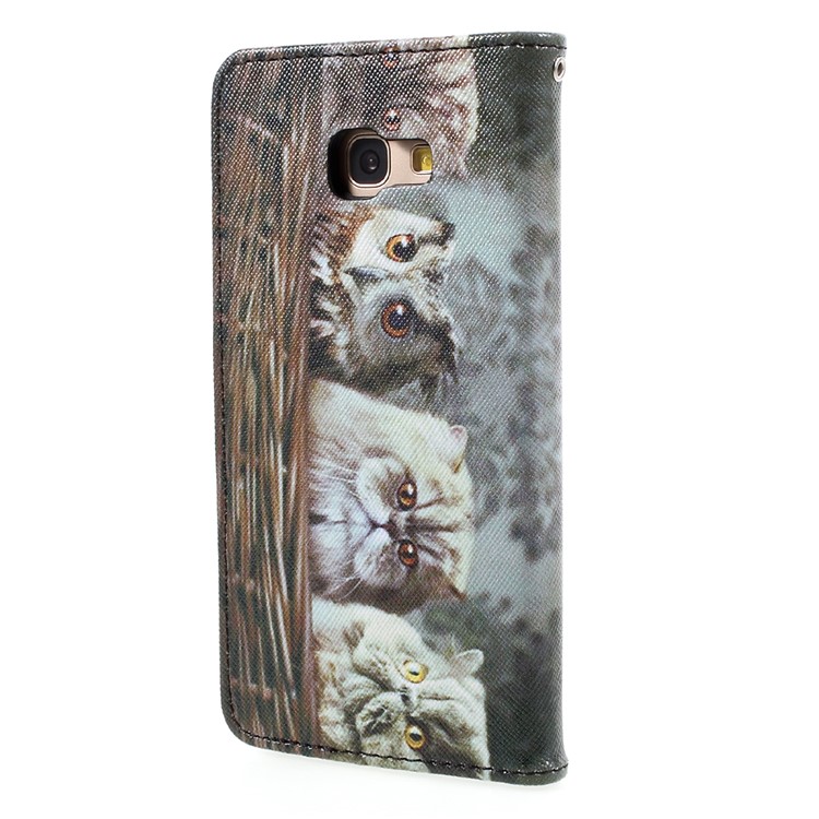 Pattern Printing Wallet Leather Magnetic Case for Samsung Galaxy A5 (2017) A520 - Cat and Owl Pattern-3