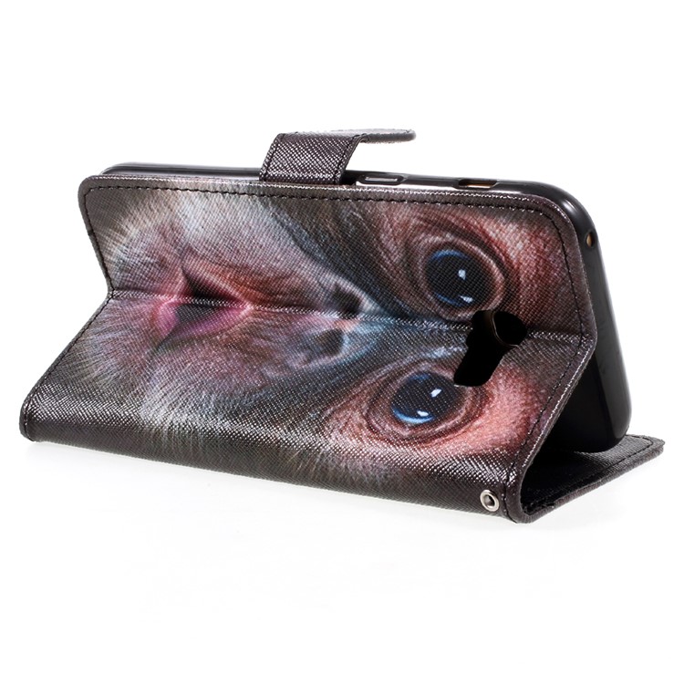 Patterned Wallet Leather Cover Case for Samsung Galaxy A5 (2017) A520 - Monkey Pattern-5