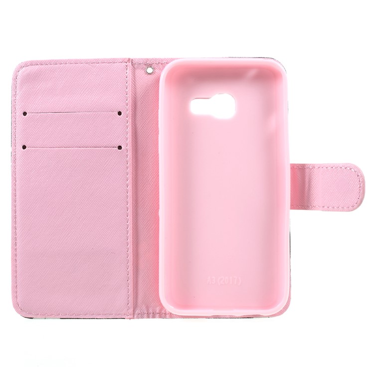Printing Pattern Wallet Leather Cover Case with Lanyard for Samsung Galaxy A3 (2017) - Flowers Pattern-12