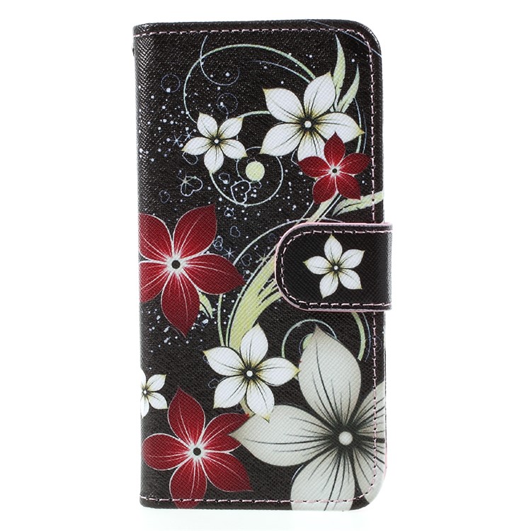 Printing Pattern Wallet Leather Cover Case with Lanyard for Samsung Galaxy A3 (2017) - Flowers Pattern-3