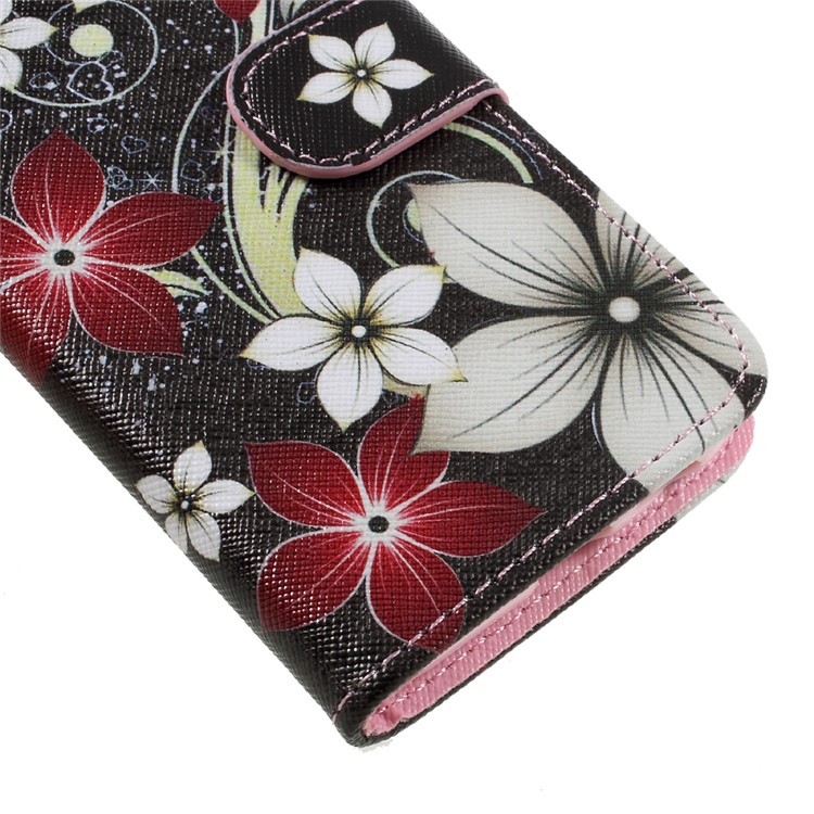 Printing Pattern Wallet Leather Cover Case with Lanyard for Samsung Galaxy A3 (2017) - Flowers Pattern-7