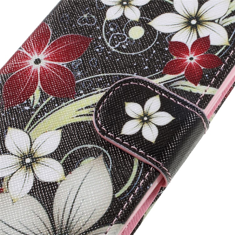 Printing Pattern Wallet Leather Cover Case with Lanyard for Samsung Galaxy A3 (2017) - Flowers Pattern-9