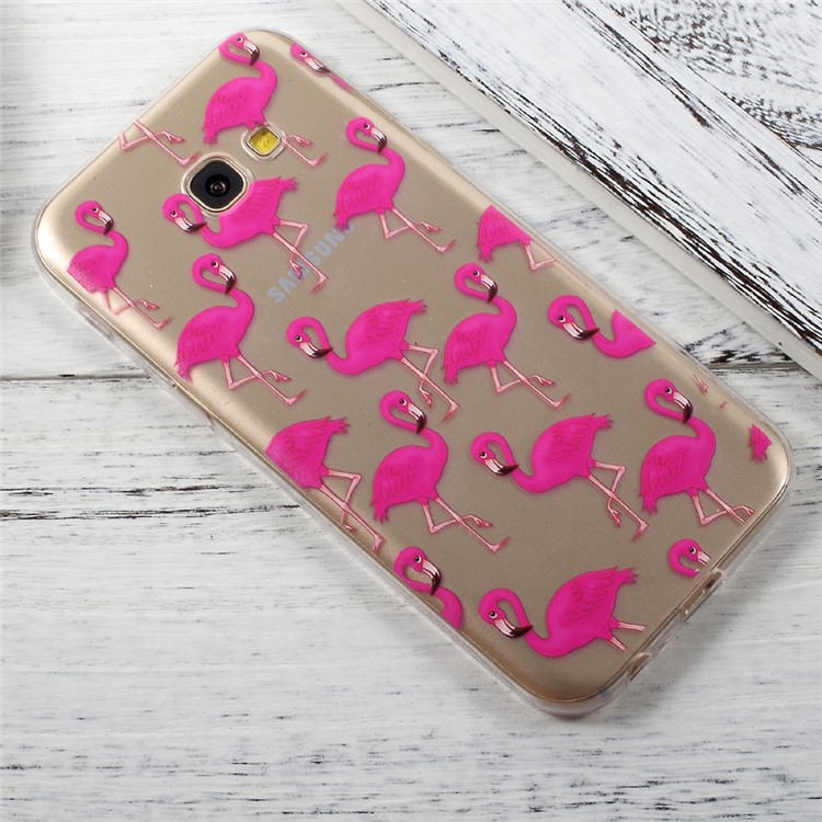 Ultra mince motif transparent cas TPU arrière pour Samsung Galaxy A3 (2017) - rose flamants-2