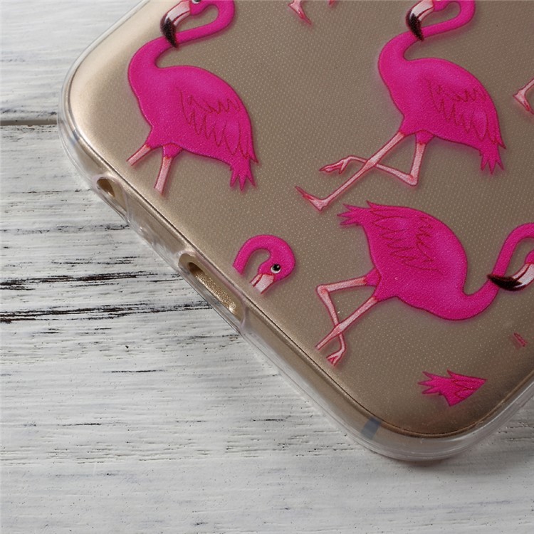 Ultra mince motif transparent cas TPU arrière pour Samsung Galaxy A3 (2017) - rose flamants-4