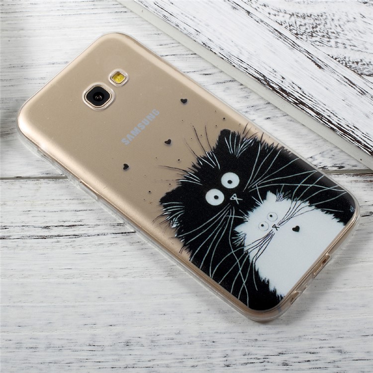 Ultra Thin Pattern Printing TPU Gel Case for Samsung Galaxy A3 (2017) - Black and White Cats-2