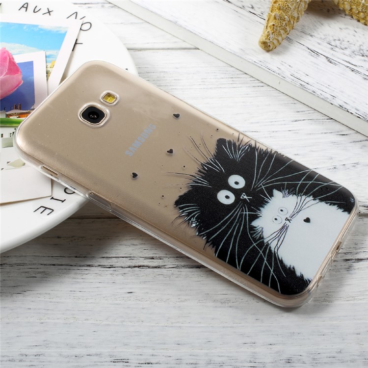 Ultra Thin Pattern Printing TPU Gel Case for Samsung Galaxy A3 (2017) - Black and White Cats-3