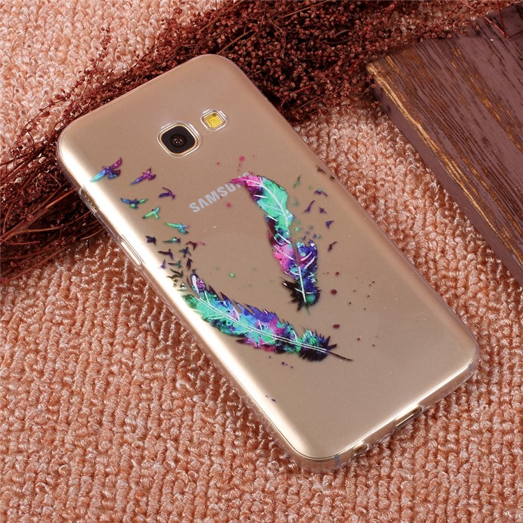 For Samsung Galaxy A3 (2017) Phone Accessory Patterned Clear TPU Case - Color Feather-3