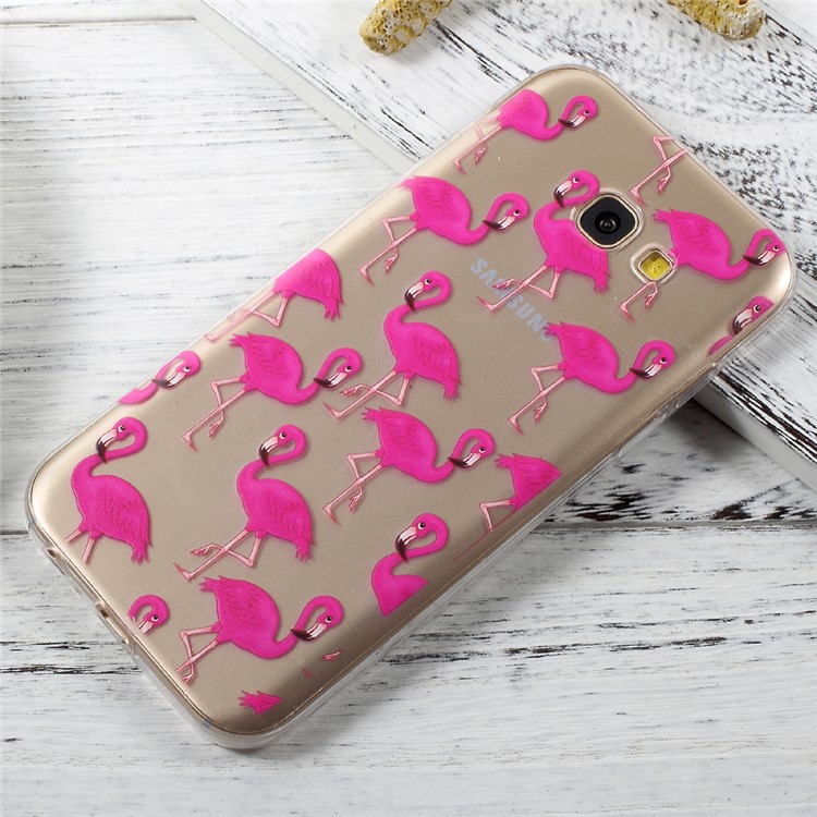 Patterned TPU Mobile Phone Shell for Samsung Galaxy A5 (2017) A520 - Flamingos-1