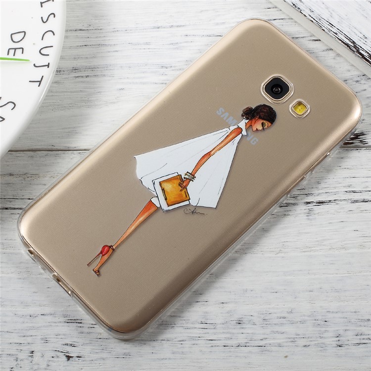 For Samsung Galaxy A5 (2017) A520 Patterned Clear TPU Mobile Cover - Fashion Girl Holding Bag-2