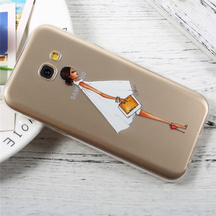 For Samsung Galaxy A5 (2017) A520 Patterned Clear TPU Mobile Cover - Fashion Girl Holding Bag-3
