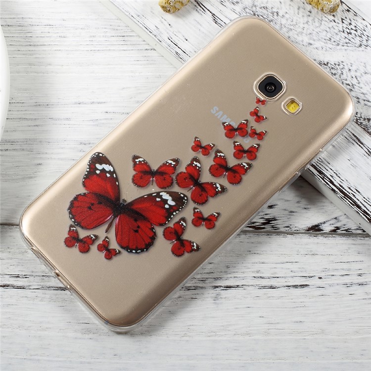 For Samsung Galaxy A5 (2017) A520 Patterned TPU Ultra-thin Back Protective Case - Red Butterflies-1