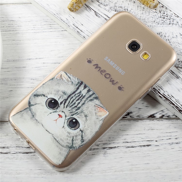For Samsung Galaxy A5 (2017) A520 Patterned Clear Soft TPU Phone Case - Meow Cat-1
