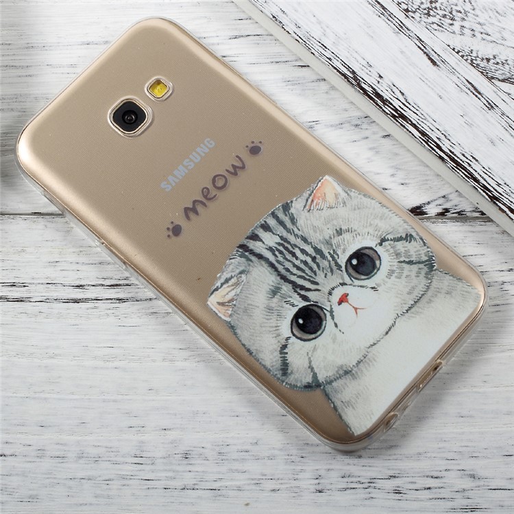 For Samsung Galaxy A5 (2017) A520 Patterned Clear Soft TPU Phone Case - Meow Cat-2