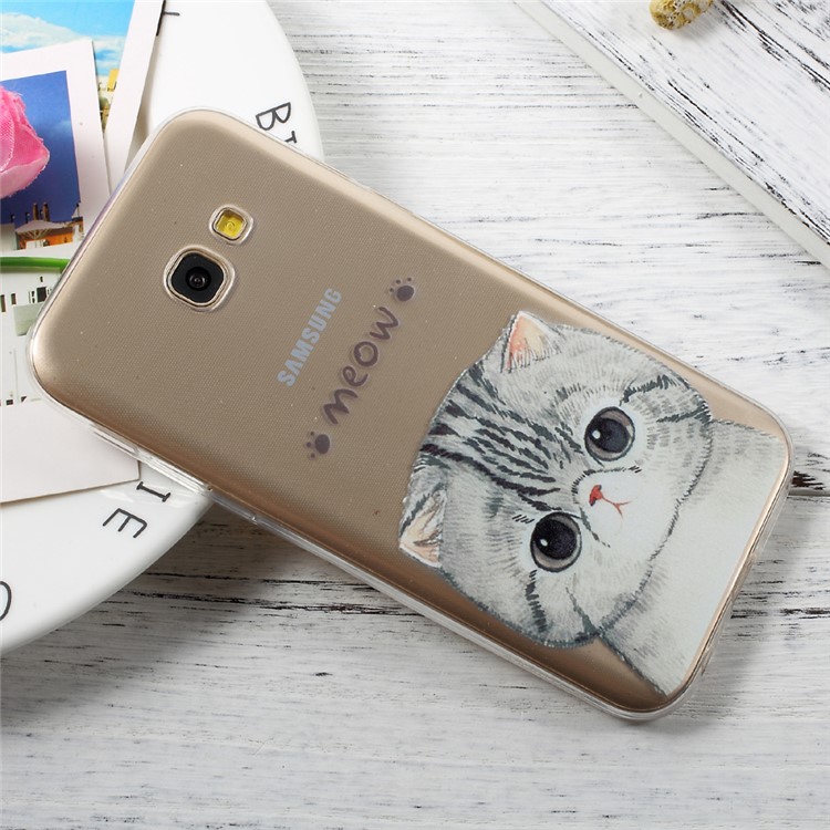 For Samsung Galaxy A5 (2017) A520 Patterned Clear Soft TPU Phone Case - Meow Cat-3