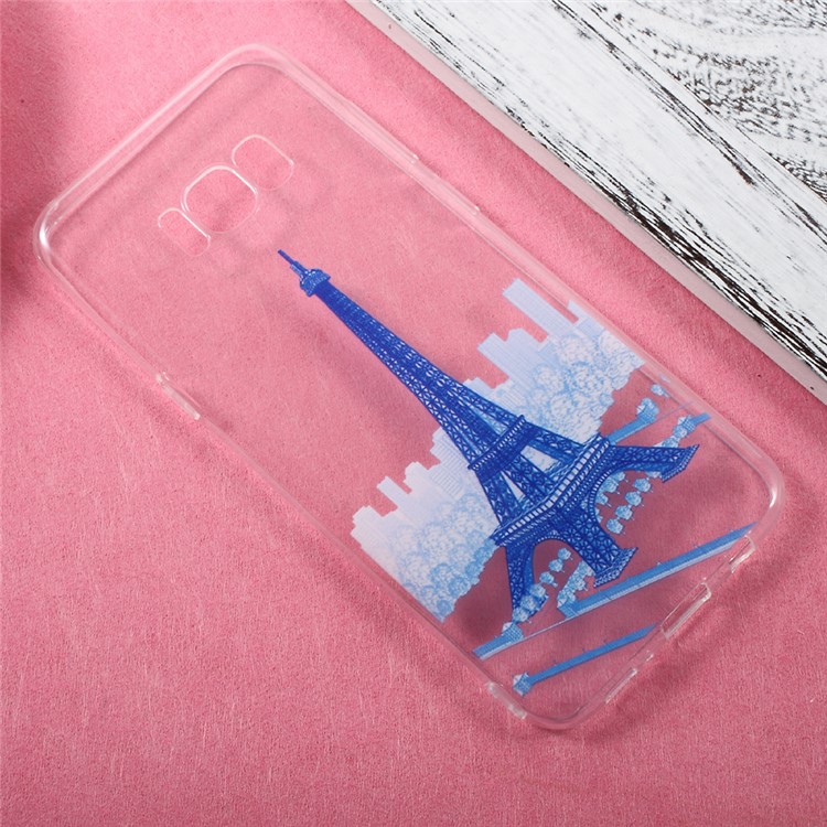 For Samsung Galaxy S8 Plus Ultra Thin Patterned TPU Case Cover - Blue Eiffel Tower-2
