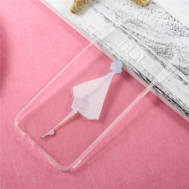 Patterned Clear TPU Gel Case for Samsung Galaxy S8 Plus - Fashion Girl Holding Bag-4