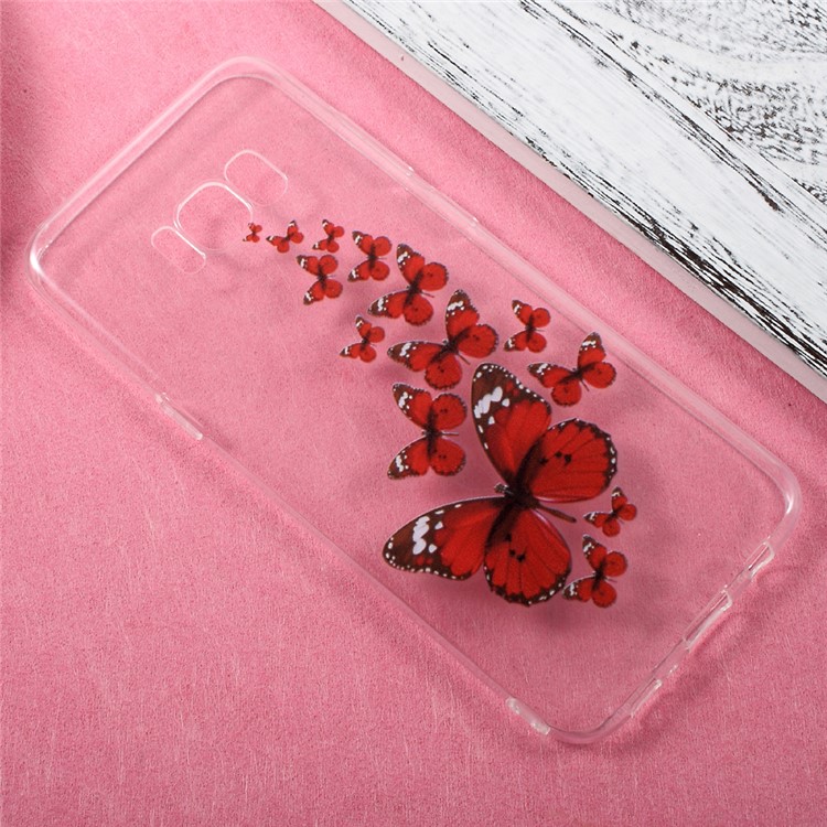 Patterned TPU Clear Case Accessory for Samsung Galaxy S8 Plus - Red Butterflies-2