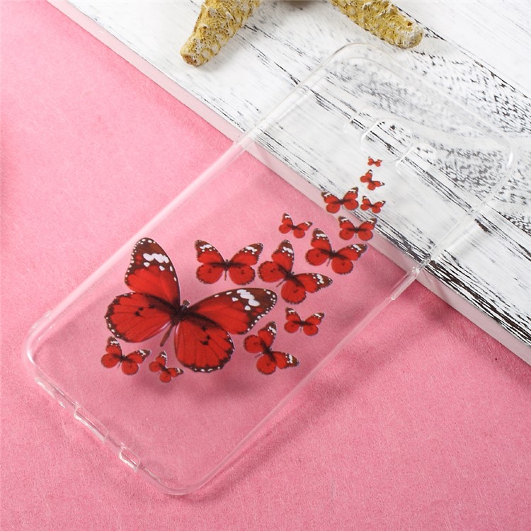 Patterned TPU Clear Case Accessory for Samsung Galaxy S8 Plus - Red Butterflies-3
