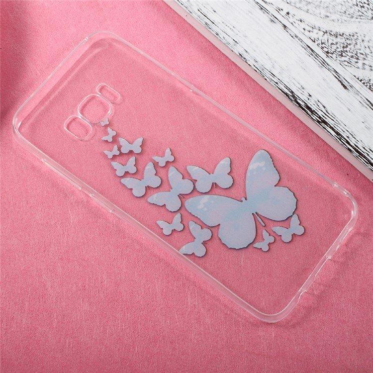 Patterned TPU Clear Case Accessory for Samsung Galaxy S8 Plus - Red Butterflies-5