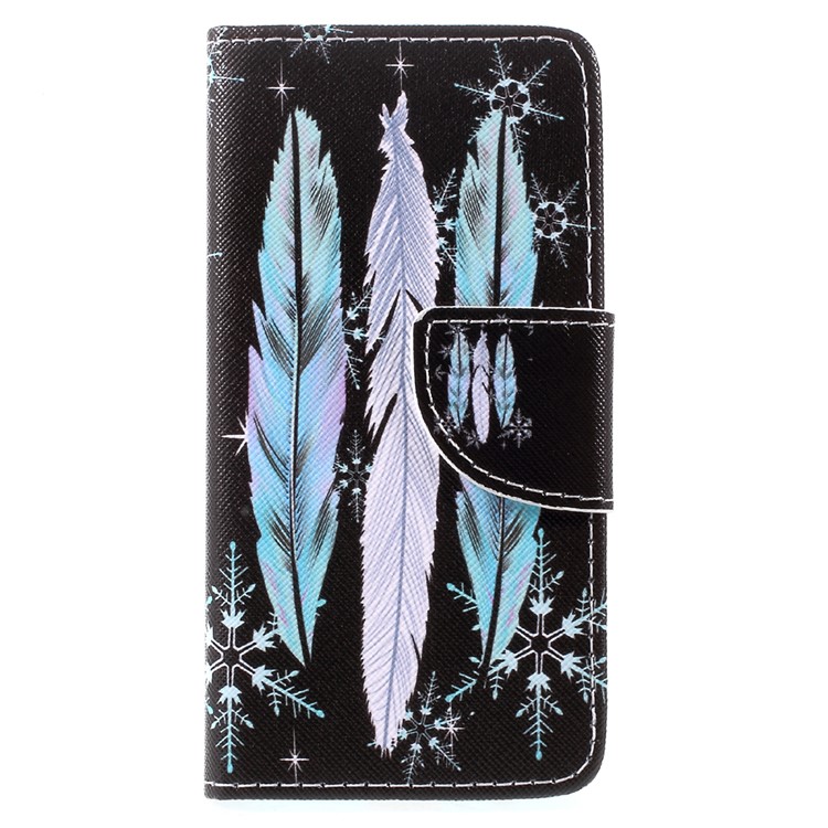 Pattern Printing Folio Leather Wallet Case for Samsung Galaxy A3 (2017) - Colorized Feather-2
