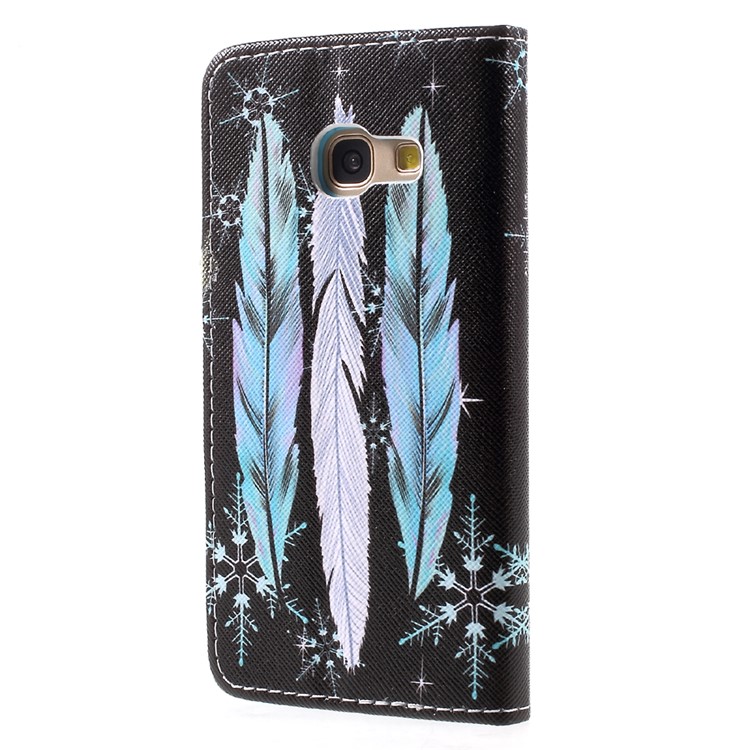 Pattern Printing Folio Leather Wallet Case for Samsung Galaxy A3 (2017) - Colorized Feather-3