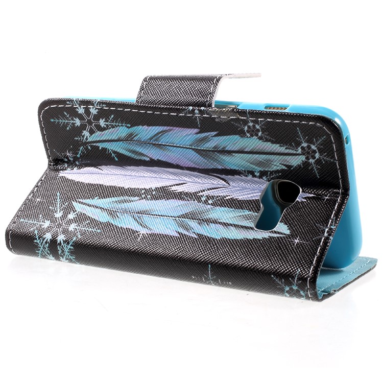 Pattern Printing Folio Leather Wallet Case for Samsung Galaxy A3 (2017) - Colorized Feather-4