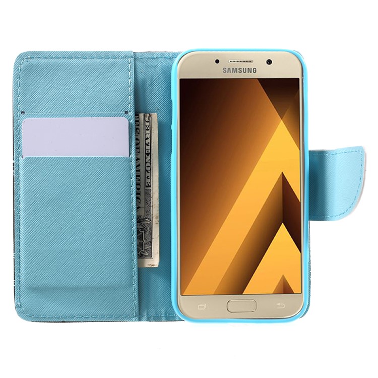 Pattern Printing Folio Leather Wallet Case for Samsung Galaxy A3 (2017) - Colorized Feather-5