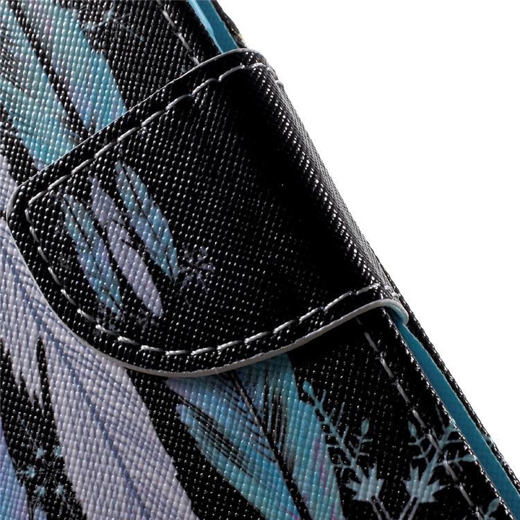 Pattern Printing Folio Leather Wallet Case for Samsung Galaxy A3 (2017) - Colorized Feather-7