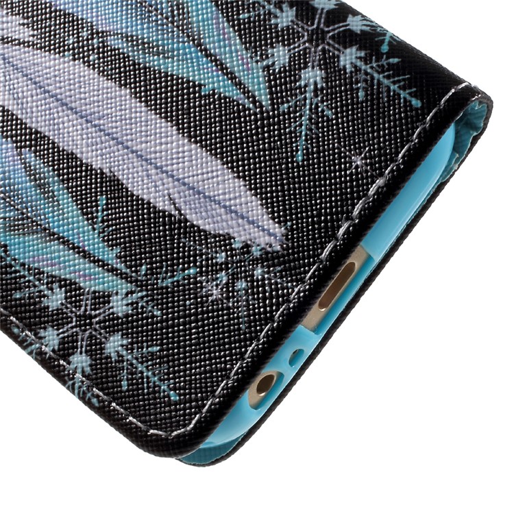Pattern Printing Folio Leather Wallet Case for Samsung Galaxy A3 (2017) - Colorized Feather-8