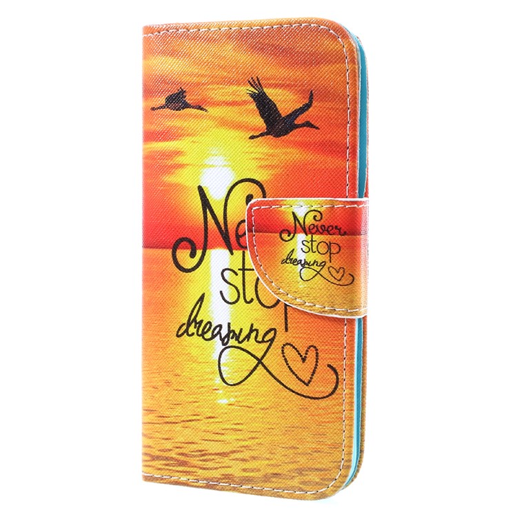 Pattern Printing Protective Leather Wallet Case for Samsung Galaxy A5 (2017) SM-A520F - Quote Never Stop Dreaming-2