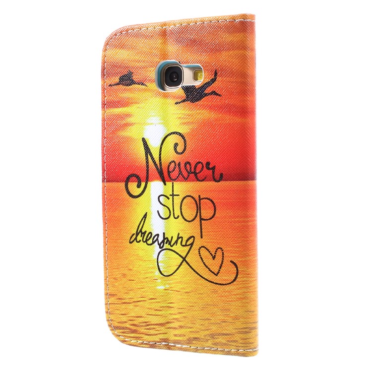Pattern Printing Protective Leather Wallet Case for Samsung Galaxy A5 (2017) SM-A520F - Quote Never Stop Dreaming-3