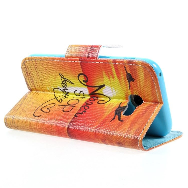 Pattern Printing Protective Leather Wallet Case for Samsung Galaxy A5 (2017) SM-A520F - Quote Never Stop Dreaming-5