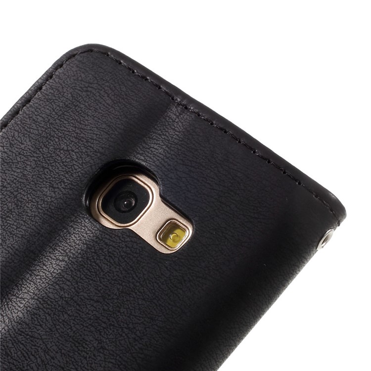 Stone Grain Leather Stand Wallet Phone Case with Strap for Samsung Galaxy A3 (2017) - Black-10