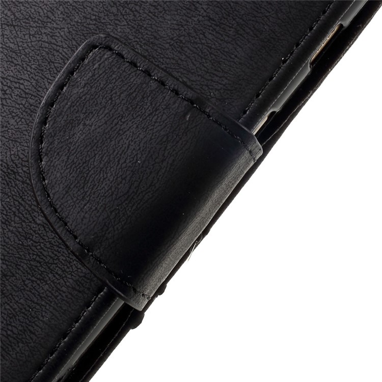 Stone Grain Leather Stand Wallet Phone Case with Strap for Samsung Galaxy A3 (2017) - Black-11