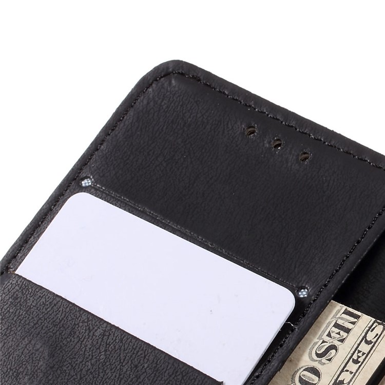 Stone Grain Leather Stand Wallet Phone Case with Strap for Samsung Galaxy A3 (2017) - Black-8