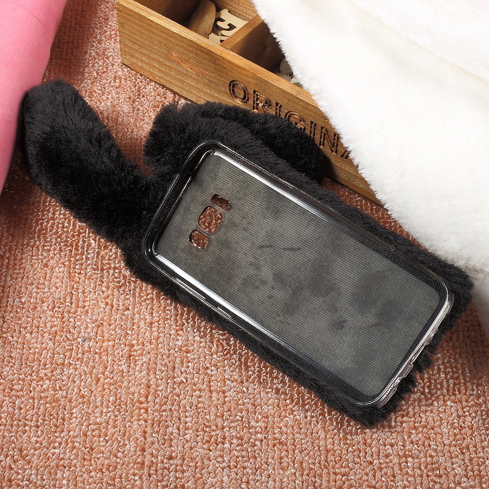 Bunny Design Warm Fur TPU Rhinestone Back Case for Samsung Galaxy S8 - Black-5