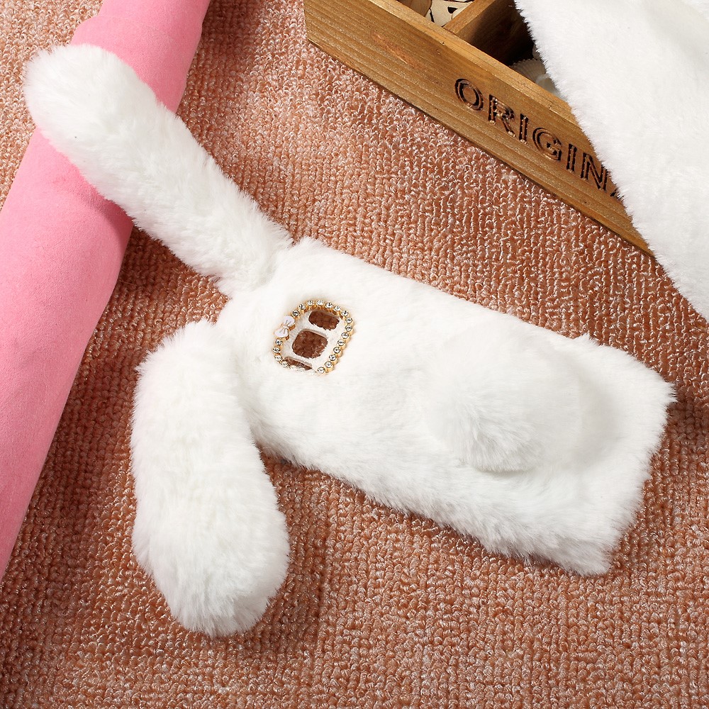 Bunny Shape Rhinestone Warm Furry TPU Mobile Cover for Samsung Galaxy S8 - White-2