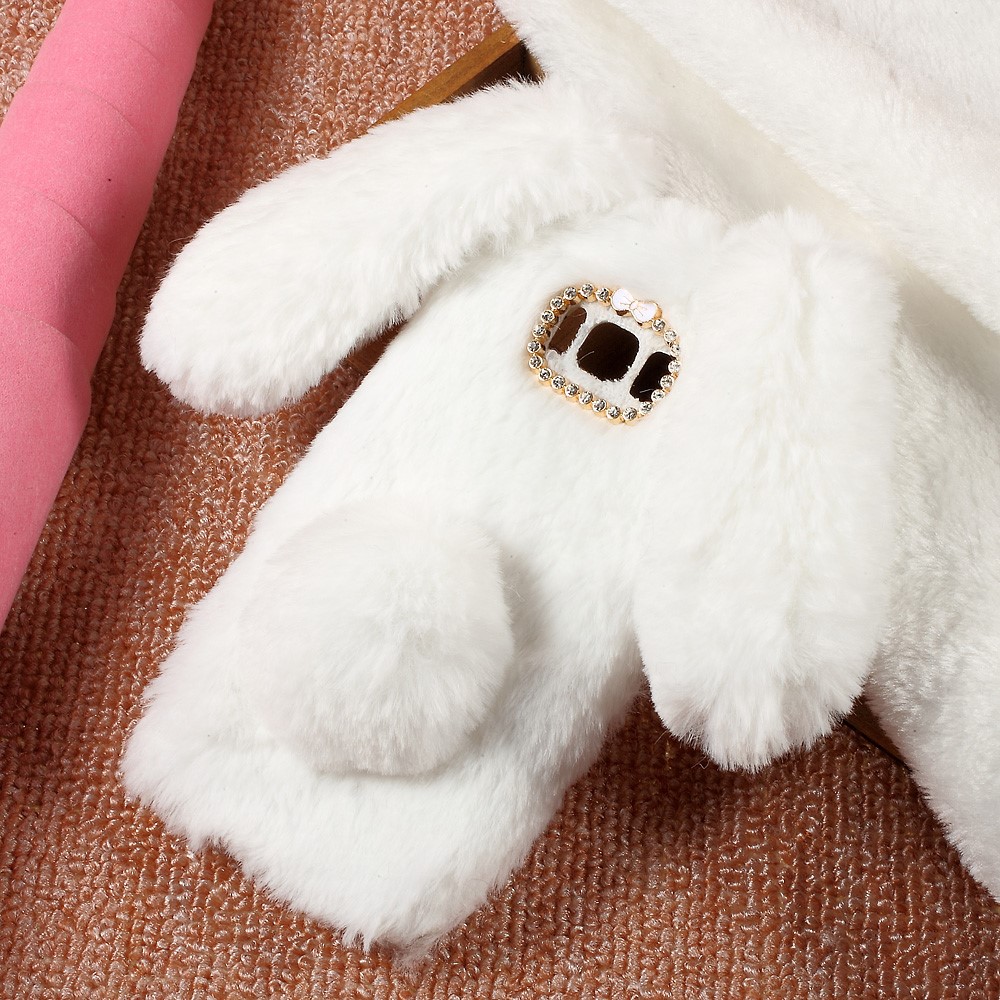 Bunny Shape Rhinestone Warm Furry TPU Mobile Cover for Samsung Galaxy S8 - White-5