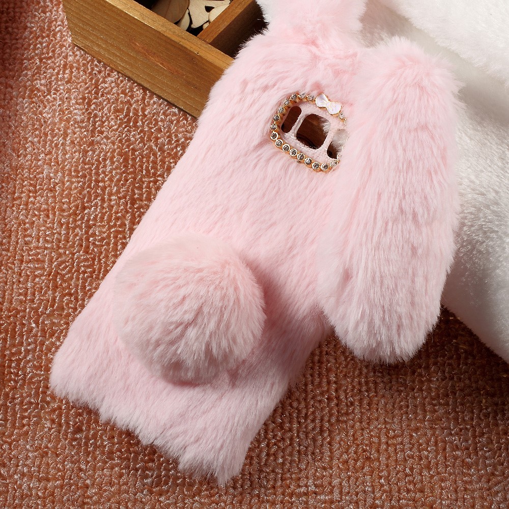 Bunny Design Rhinestone Furry TPU Phone Casing for Samsung Galaxy S8 - Pink-4